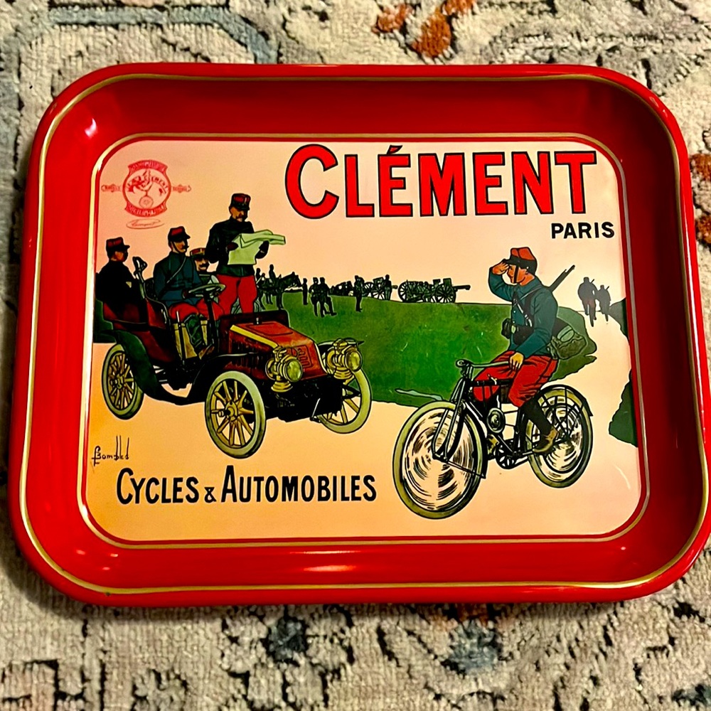 Vintage Clement Paris Cycles & Automobiles Metal Tray